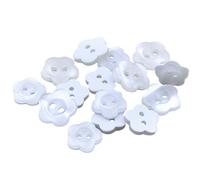 100 Bottoni a Forma di Fiore di Prugna per Cucire - Decorativi per Cardigan e Vestiti, 2 Fori, in Resina (Bianco)