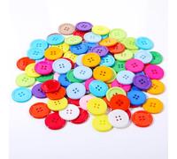 100 bottoni colorati per fai da te, colori assortiti, bottoni rotondi in resina per cucito, 4 fori, con retro piatto, bottoni manuali, colori misti, bottoni fai da te fatti a mano (25 mm)