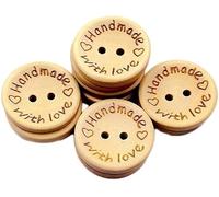100 bottoni in legno fatti a mano rotondi con 2 fori, per cucito, lettere d'amore, scrapbooking, decorazioni fai da te per matrimoni, 15 mm, utili e attraenti