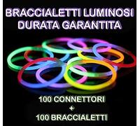 100 BRACCIALETTI LUMINOSI KIT BRACCIALI FLUO STARLIGHT DISCO EFFETTO DJ