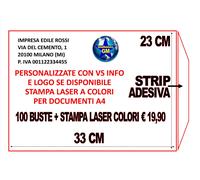 100 buste a sacco Blasetti 23x33cm PERSONALIZZATE da 80gr con strip adesivo