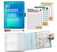 100 buste Challenge Binder, Fun Money Saving Book, 9,45 x 7,28 in Cash Envelopes Budget Organizer with Tracker, Perfect for Personal Finance and Goal Setting
