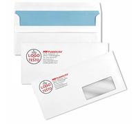 100 Buste lettera PERSONALIZZATE bianche formato DL 110 x 220 mm 90g buste commerciali con stampa a colori - senza o con finestra taglio dritto con strip adesivo per chiusura (SENZA FINESTRA)