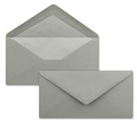 100 buste lunghe DIN - grigio chiaro con fodera in seta bianca - 11x22 cm - 80 g/m² - ideali per inviti, cartoline di Natale, biglietti di auguri della serie Farbenfroh