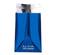 100 buste metallizzate blu con chiusura autoadesiva borsa metallizzata colori per regalo ufficio e inviti di nozze biglietto eventi (blu lucido, 8 x 15 cm (100 pezzi))