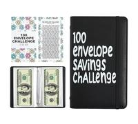 100 buste Money Saving Challenge - Libro delle sfide di risparmio, organizer per contanti per il monitoraggio del reddito, gestione del budget Low Buy Urgency Fund Family
