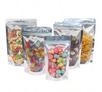100 Buste Mylar richiudibili per la conservazione degli alimenti, ermetiche, con cerniera, autonome, buste in alluminio per biscotti, frutta secca, tè, caramelle (50Pz) 15 x 22 + 4 cm,(50Pz) 9 x 15 +