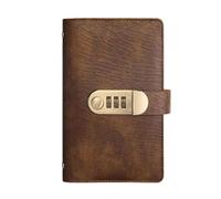 100 buste per il risparmio di denaro con blocco password, 2025 nuovo blocco vintage protetto da password, agenda per sfide di risparmio, agenda economica per uomini e donne (marrone chiaro, 1 pz)