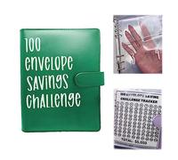 100 buste per il risparmio di denaro, un modo semplice e divertente per risparmiare $5.050, 100 buste, raccoglitore per sfide di risparmio, formato A5, con buste per contanti (verde)