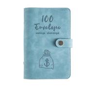 100 buste per la sfida del risparmio, raccoglitore di budget, di buste per contanti con tasche a zip e schede di budget, planner di risparmio A6 per obiettivi finanziari (Blu)