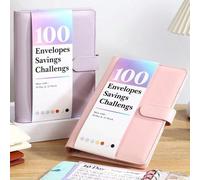 100 buste per la sfida di risparmio dei soldi, libro con sfide di risparmio con buste e scheda di monitoraggio, processo motivazionale per risparmiare $5050, raccoglitore per il risparmio con 100 tasc