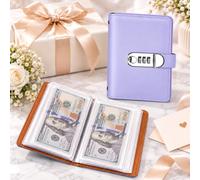 100 buste per le sfide di risparmio, blocco note con serratura e tasca | Libro di risparmio protetto da password. 100 tasche trasparenti per riporre contanti e gestione del budget.