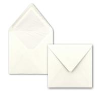 100 buste per lettere quadrate 16 x 16 cm in bianco naturale - Buste con fodera di seta bianca - Buste senza finestra e con chiusura umida - Per biglietti d'invito per matrimoni e compleanni