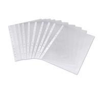 100 buste perforate in plastica formato A4, 30-35 micron, per cartelle, raccoglitori, portafogli, capacità 10-15 fogli, uso quotidiano