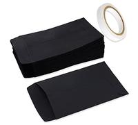 100 Buste Piccole Sacchetto di Carta con Nastro Biadesivo, Buste di Semi per Monete, Perline, Francobolli, 10 x 6 cm, Nero
