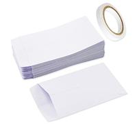 100 Buste Piccole Sacchetto di Carta con Nastro Biadesivo, Buste di Semi per Monete, Perline, Francobolli, 10 x 6 cm, Bianco
