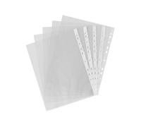 100 buste portadocumenti perforate in PP A4, trasparenti, da 0,03 mm.