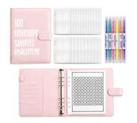 100 buste Saving Challenge con 6 evidenziatori a due punte | Budget Planner - Raccoglitore ad anelli formato A5, con Challenge Tracker, le sfide per padroneggiare e risparmiare $5.050 in
