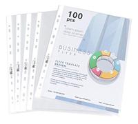 100 buste trasparenti in plastica di polipropilene, spesse 160µ, formato A4, per la protezione di carta, atti e documenti