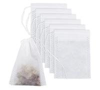 100 bustine di tè riutilizzabili, 9 x 7 cm, vuote, con coulisse, filtro per tè sfuso, infusore per tè e spezie