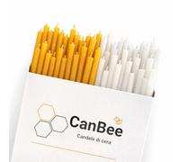 100 Candele Sottili Bianche e Gialle - Luce e Gioia in Cera d’Api 100% Naturale 16cm x 5mm, 40 Minuti Senza Fumo e Senza Gocciolamenti - Ideali per Meditazione, Visualizzazione e Rituali di Armonia