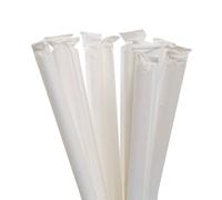 100 Cannucce imbustate per bubble tea in carta bianche 21 cm Ø12 mm