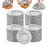 100 cappucci isolanti in pellicola di alluminio, riutilizzabili, con | Generic, copertura alimentare resistente al calore, riutilizzabile, in alluminio, pellicola salvafreschezza per cucina