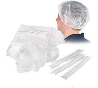 100 cappucci usa e getta per doccia, in tessuto non tessuto, elasticizzati, anti-polvere, per medici, laboratori, infermieri, tatuaggi, servizi alimentari, ospedale (bianco)
