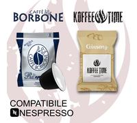 100 CAPSULE CAFFE COMPATIBILE NESPRESSO RESPRESSO BLU CAFFE BORBONE +20GINSENG
