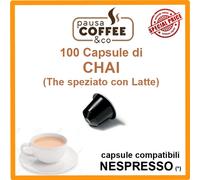 100 capsule cialde di CHAI (THE TE TÈ speziato con LATTE) compatibili NESPRESSO
