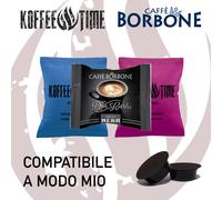 100 CAPSULE COMPATIBILE A MODO MIO DON CARLO NERA- 50 BORBONE + 50 KOFFEE TIME
