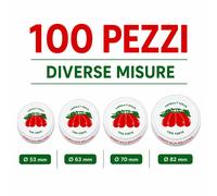 100 Capsule diametro 53-63-70-82 Ø Tappo Coperchio Vaso Barattoli Vetro Pomodori