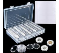 100 capsule per monete, 2 euro, con anelli in schiuma (5 misure, 17-30 mm) | Capsule per monete da 33 mm, con anelli in schiuma morbida (17/20/25/27/30 mm), per la raccolta di monete