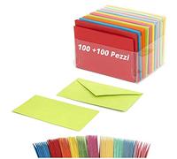 100 Cartoncini Colorati con Busta Mini, Formato 11x8 cm, Biglietti Colorati Piccoli con Busta, Multicolore - Bigliettini Auguri con Buste 10 Colori Assortiti Forti e Pastello, Bustine con Foglietti