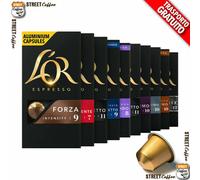 100 Cialde Capsule Caffè in alluminio L'OR LOR Compatibile Nespresso a scelta