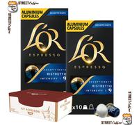 100 Cialde Capsule alluminio Caffe L'OR Comp. Nespresso Miscela Ristretto Dek
