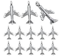 100 ciondoli a forma di aeroplano in argento anticato, in lega, ciondoli a forma di aeroplano, forniture artigianali per collane, bracciali, gioielli fai da te