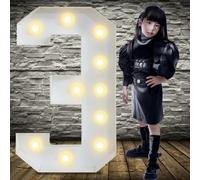 100 cm / 3FT Marquee Light Up Number 3, bianco grande marquee Light Up Numbers, pre-tagliato schiuma Board set può essere utilizzato per compleanni, matrimoni, anniversari di bambini, decorazione per