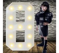 100 cm / 3FT Marquee Light Up Number 8, bianco grande marquee Light Up Numbers, pre-tagliato schiuma Board set può essere utilizzato per compleanni, matrimoni, anniversari di bambini, decorazione per