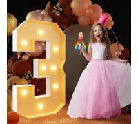 100 cm/3FT Marquee Light Up Numbers 3 Compleanno Mosaico LED illuminato Numeri FAI DA TE Pre-Cut Frame Kit Per Anniversario Festa di Nozze Decor