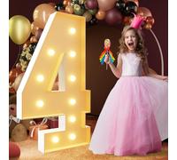 100 cm/3FT Marquee Light Up Numbers 4 Compleanno Mosaico LED illuminato Numeri FAI DA TE Pre-Cut Frame Kit Per Anniversario Festa di Nozze Decor