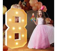 100 cm/3FT Marquee Light Up Numbers 8 Compleanno Mosaico LED illuminato Numeri FAI DA TE Pre-Cut Frame Kit Per Anniversario Festa di Nozze Decor