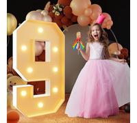 100 cm/3FT Marquee Light Up Numbers 9 Compleanno Mosaico LED illuminato Numeri FAI DA TE Pre-Cut Frame Kit Per Anniversario Festa di Nozze Decor