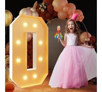 100 cm/3FT Marquee Light Up Numeri 0 Compleanno Mosaico LED illuminato Numeri FAI DA TE Pre-Cut Frame Kit Per Anniversario Festa di Nozze Decor