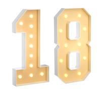 100 cm, grande numero 18, con numeri a LED grandi, decorazione a mosaico, luce bianca calda, per casa, feste, compleanni, matrimoni, compleanni e Natale