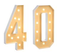 100 cm, grande numero 40 con luci a LED, decorazione a mosaico, luce bianca calda, per casa, feste, compleanni, matrimoni, compleanni e Natale