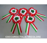 100 COCCARDA ITALIA TRICOLORE PICCOLA ARTIGIANALE TOP QUALITY 10x5cm.