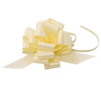 100 coccarde autotiranti granfiocco nastro 3cm l.130 cm diam.12cm avorio