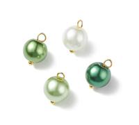 100 conectores de perlas de imitación de vidrio, eslabones redondos, dijes con doble anilla de hierro para hacer joyas, pulseras, collares y decoración - Lima B - 14 x 7,5 mm