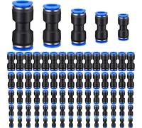 100 connettori pneumatici dritti da 4/6/8/10/12 mm, raccordi per tubi in plastica a spinta per collegare raccordi dritti per tubo dell'aria, kit di connettori per tubo esterno da 5/32 1/4 5/16 3/8